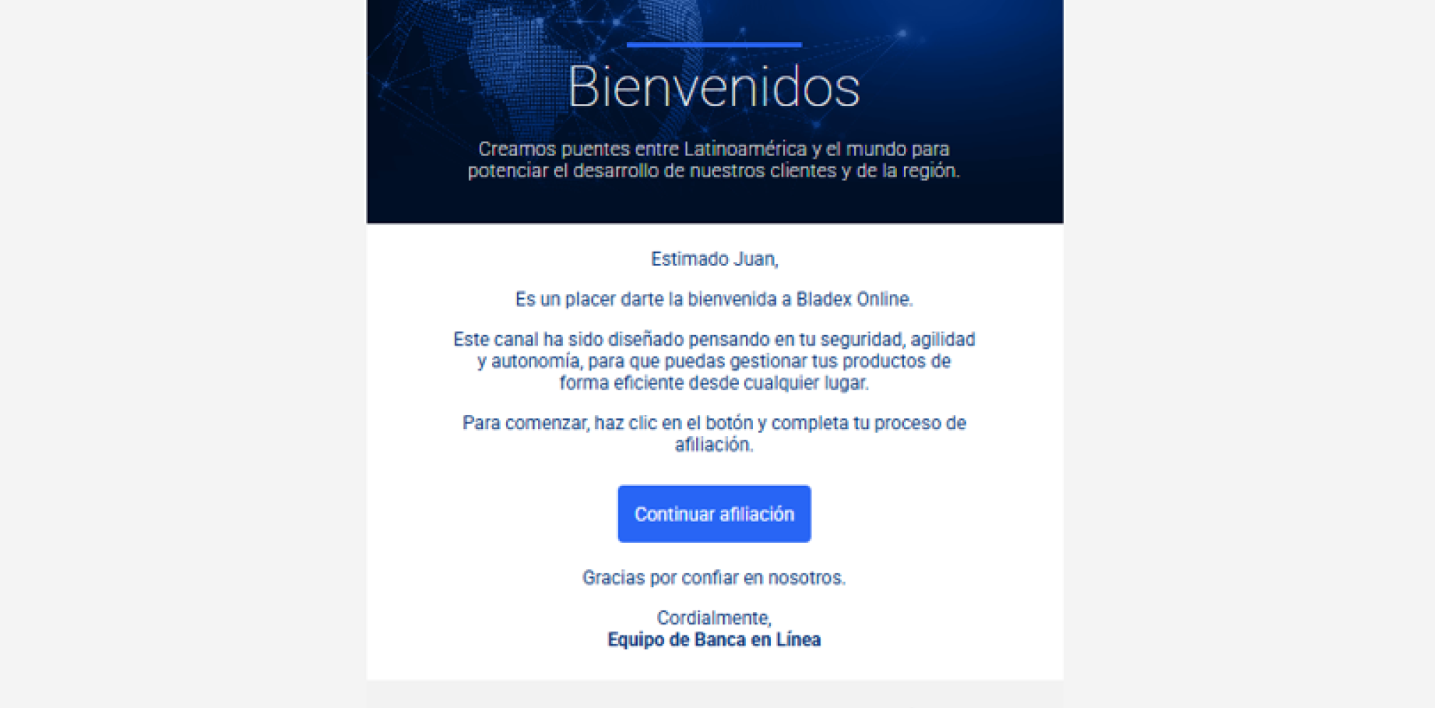 Afiliación mensaje